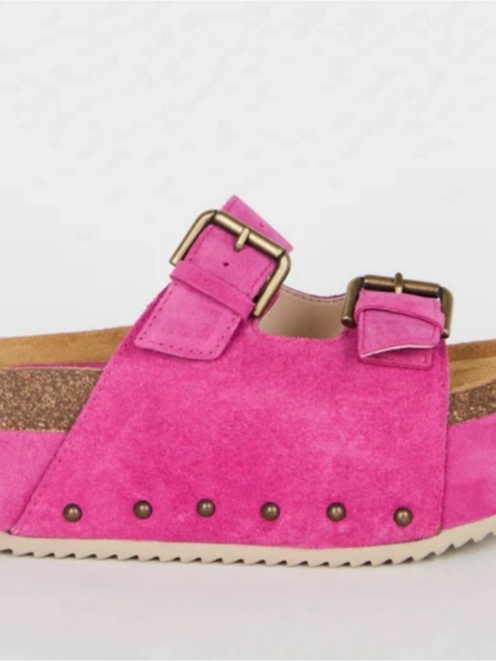 Free People Hot Pink Platform Slide Sandals with Stud Details - Picture 4 of 4